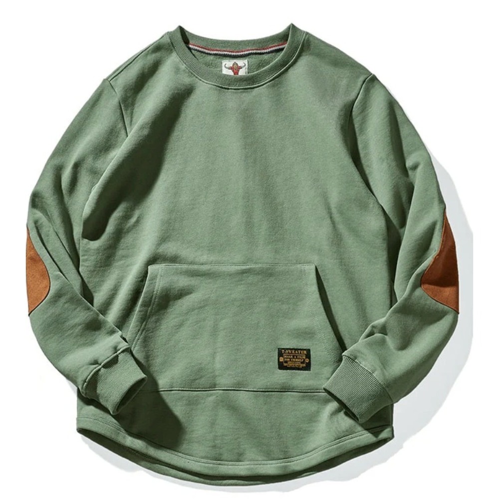 NWT KaraKu Boys Crewneck Sweatshirt w/ Suede Elbow Patches, Size XL